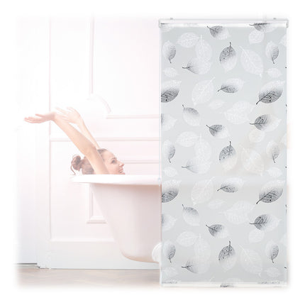 Store enrouleur hydrofuge à motif de feuilles pour salle de bain