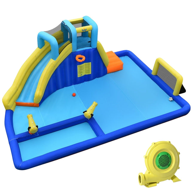 Wasserpark 6-in-1 Hüpfburg mit Gebläse &amp; Wasserdüsen &amp; Rutsche 525 x 373 x 203 cm