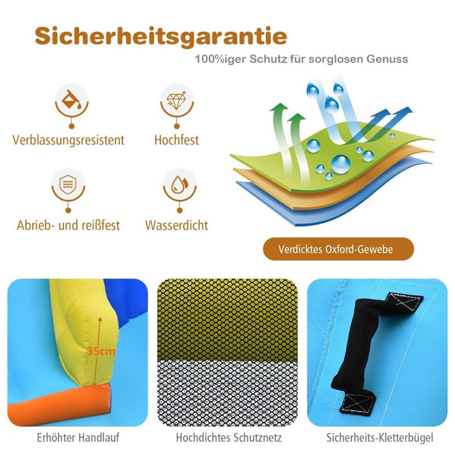 Wasserpark 6-in-1 Hüpfburg mit Gebläse &amp; Wasserdüsen &amp; Rutsche 525 x 373 x 203 cm