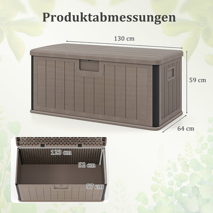 Coffre de jardin étanche de 378 L avec couvercle verrouillable