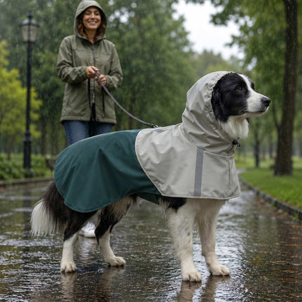 Imperméable pour chien avec bandes réfléchissantes, vert