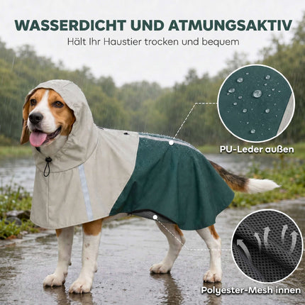 Imperméable pour chien avec bandes réfléchissantes, vert