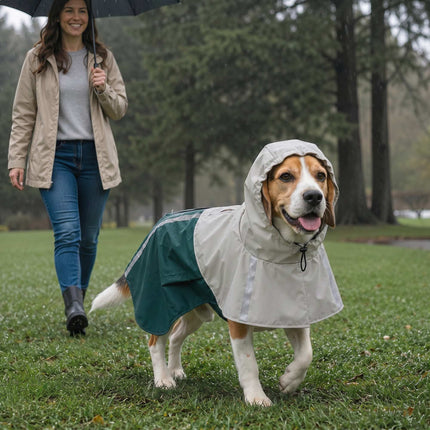 Imperméable pour chien avec bandes réfléchissantes, vert
