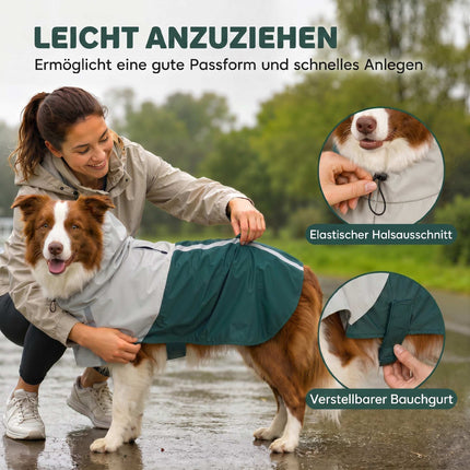 Imperméable pour chien avec bandes réfléchissantes, vert