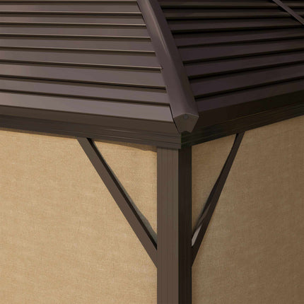 Pavillon de jardin étanche, 4 x 3 x 2,8 m, marron