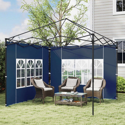 Wasserdichte Pavillon-Seitenwände mit Fenstern, Blau, 2er-Pack