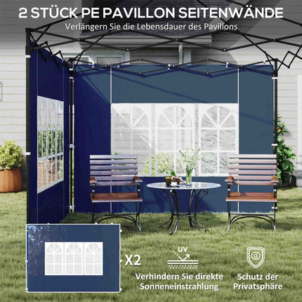 Wasserdichte Pavillon-Seitenwände mit Fenstern, Blau, 2er-Pack
