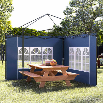 Wasserdichte Pavillon-Seitenwände mit Fenstern, Blau, 2er-Pack