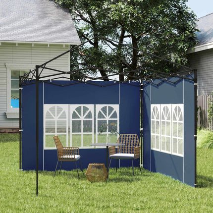Wasserdichte Pavillon-Seitenwände mit Fenstern, Blau, 2er-Pack