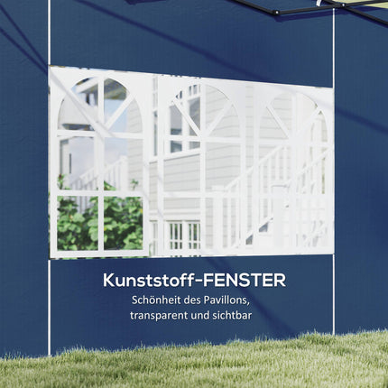 Wasserdichte Pavillon-Seitenwände mit Fenstern, Blau, 2er-Pack