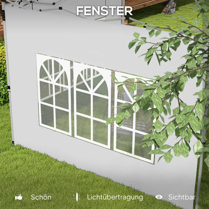 Wasserdichte Pavillon-Seitenwände mit Fenstern, 3x3/3x4 m, Weiß