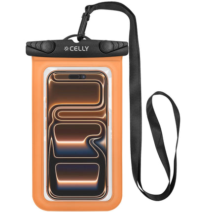 Pochette étanche pour téléphone IPX8, compatible avec les téléphones jusqu'à 7 pouces, orange