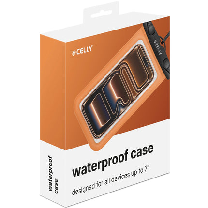 Pochette étanche pour téléphone IPX8, compatible avec les téléphones jusqu'à 7 pouces, orange
