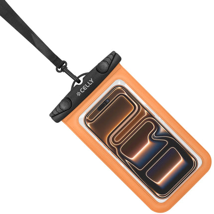Pochette étanche pour téléphone IPX8, compatible avec les téléphones jusqu'à 7 pouces, orange