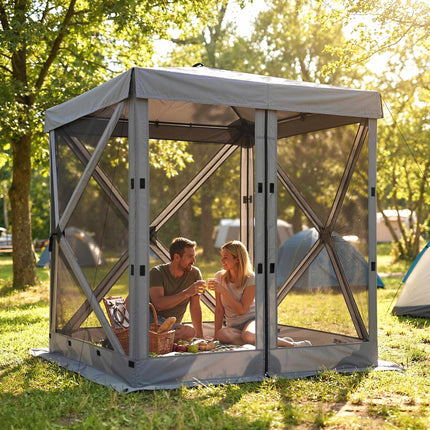 Gazebo pliable étanche avec côtés en filet, 185 x 185 cm
