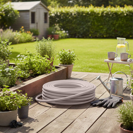 Wetterfester beiger Gartenschlauch, UV-beständig, 1/2 Zoll