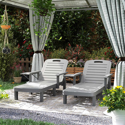 Ensemble de chaises longues de jardin résistantes aux intempéries avec dossier réglable