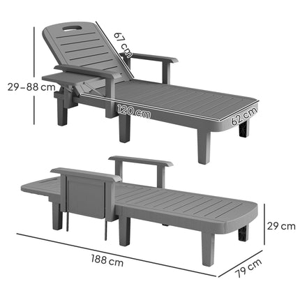 Ensemble de chaises longues de jardin résistantes aux intempéries avec dossier réglable