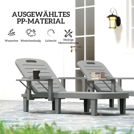 Ensemble de chaises longues de jardin résistantes aux intempéries avec dossier réglable