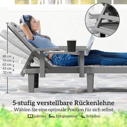 Ensemble de chaises longues de jardin résistantes aux intempéries avec dossier réglable
