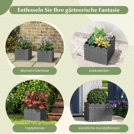 Ensemble de jardinières en PEHD résistant aux intempéries - 32 x 30 x 25 cm, gris