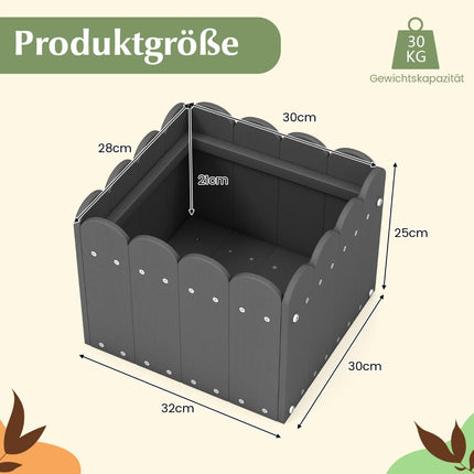 Ensemble de jardinières en PEHD résistant aux intempéries - 32 x 30 x 25 cm, gris