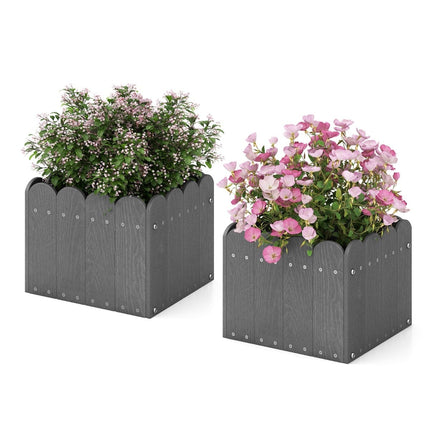 Ensemble de jardinières en PEHD résistant aux intempéries - 32 x 30 x 25 cm, gris
