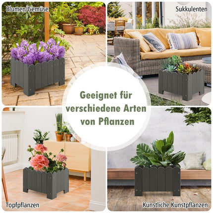 Ensemble de jardinières en PEHD résistant aux intempéries, 45 x 32 x 30 cm, gris