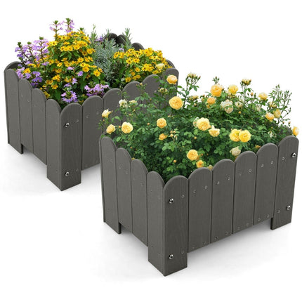 Ensemble de jardinières en PEHD résistant aux intempéries, 45 x 32 x 30 cm, gris