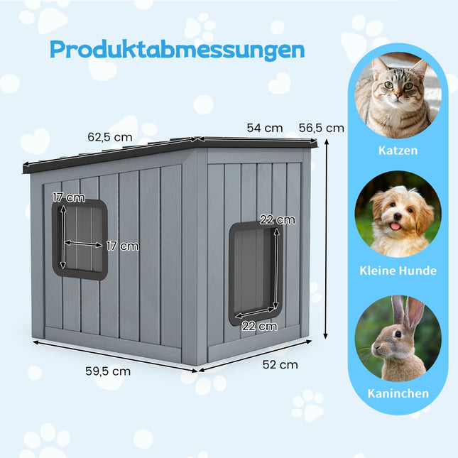 Niche pour chat en plastique résistant aux intempéries avec double porte en PVC