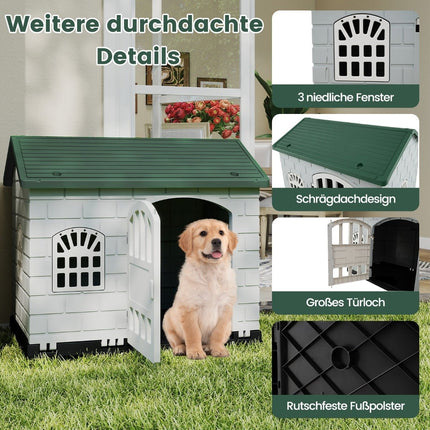 Niche pour chien en plastique résistant aux intempéries avec porte verrouillable