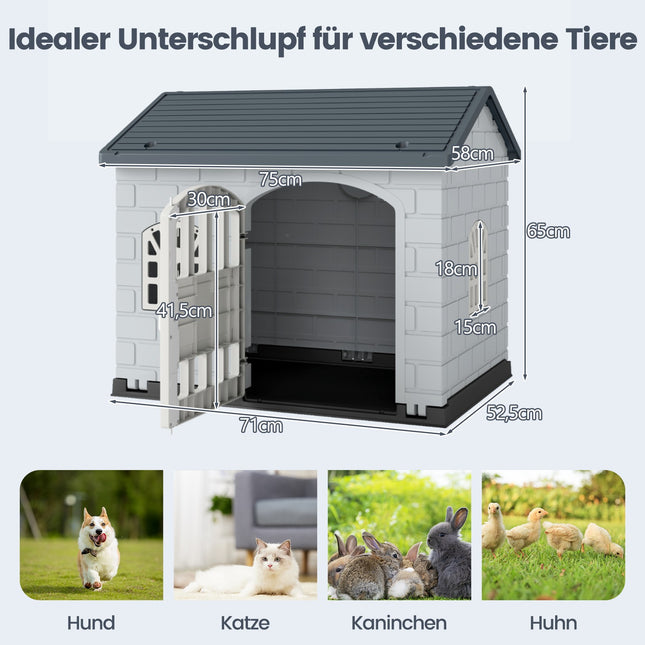 Niche pour chien en plastique résistant aux intempéries avec porte verrouillable