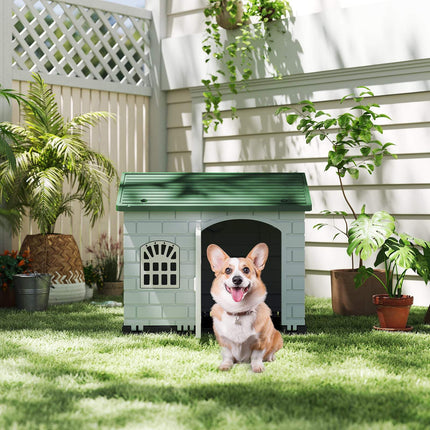 Niche pour chien en plastique résistant aux intempéries avec porte verrouillable