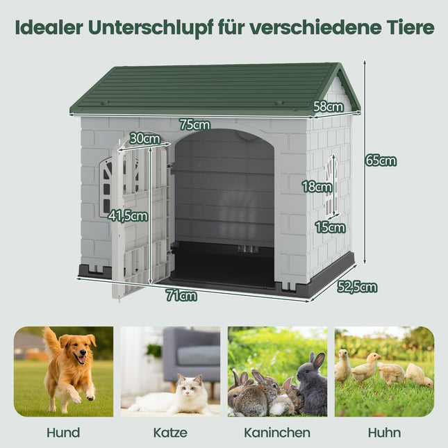 Niche pour chien en plastique résistant aux intempéries avec porte verrouillable