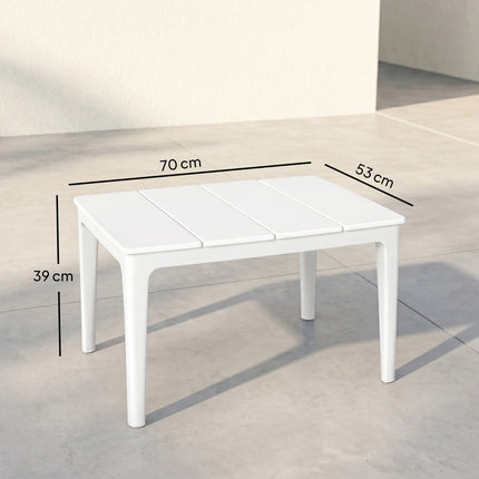 Wetterfester Beistelltisch aus Kunststoff für den Außenbereich, 70x53 cm, 35 kg Tragkraft
