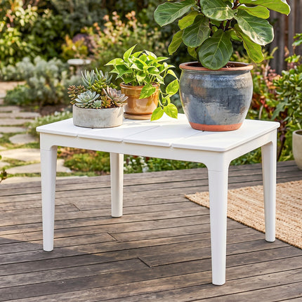 Wetterfester Beistelltisch aus Kunststoff für den Außenbereich, 70x53 cm, 35 kg Tragkraft