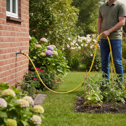 Witterungsbeständiger gelber Gartenschlauch, UV-beständig, 1/2-Zoll-Anschlüsse