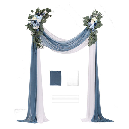 Wedding Arch Flowers Kit – Blue Silk, Drapes, 4-Piece