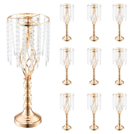 Wedding Flower Stand Set, 10 Pack 55 cm Gold Crystal