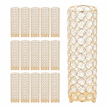 Wedding Flower Vase Set, 16 Pack, 26 cm Crystal Gold