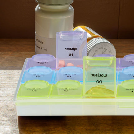 Wöchentliche Pillendose, 7-Tage-Organizer mit 3 Fächern