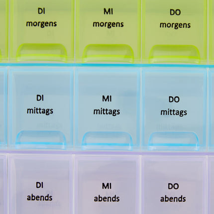 Wöchentliche Pillendose, 7-Tage-Organizer mit 3 Fächern
