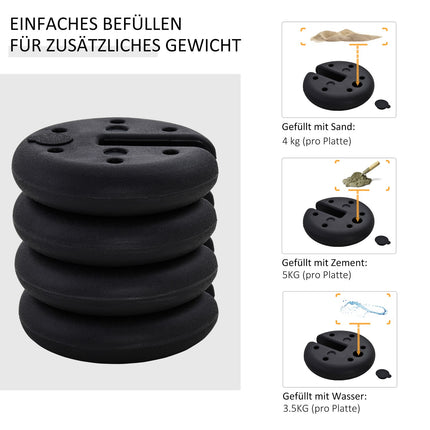 Partyzeltgewicht – Befüllbar bis zu 5 kg, schwarzes HDPE, Ø25x6 cm