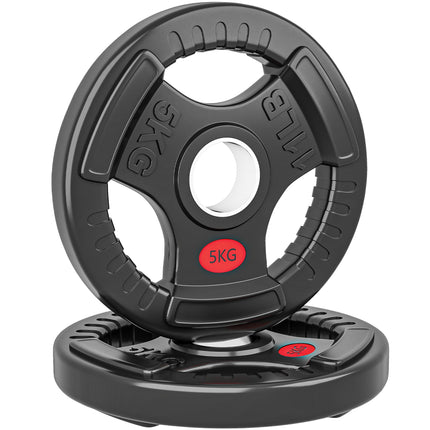 Ensemble de disques de poids, 2 x 5 kg, compatibles avec les barres d'haltères de 5 cm, noirs
