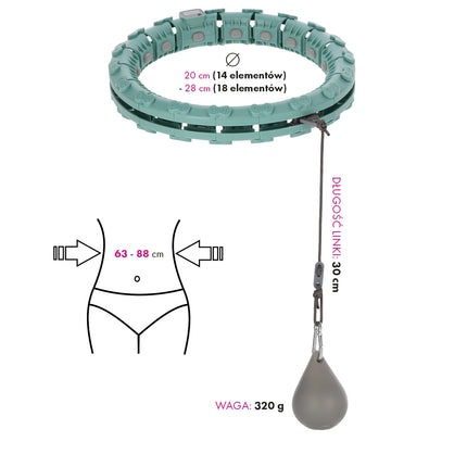 Gewichteter grüner Hula-Hoop mit verstellbarer Taille & Zähler