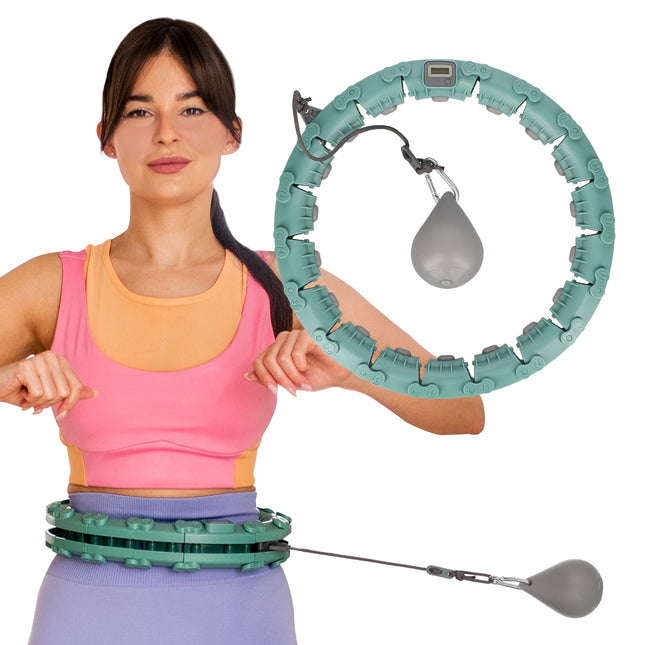 Hula Hoop vert lesté avec taille et contre-pointes ajustables