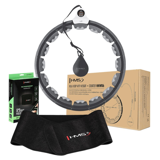 Gewichteter Hula Hoop mit Zähler & Taillenstütze, Schwarz