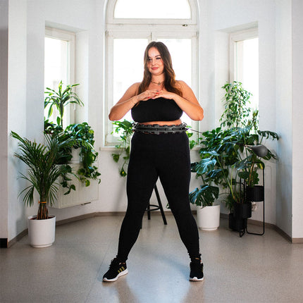 Gewichteter Hula-Hoop-Reifen mit Taillenstütze, Schwarz, Übergröße