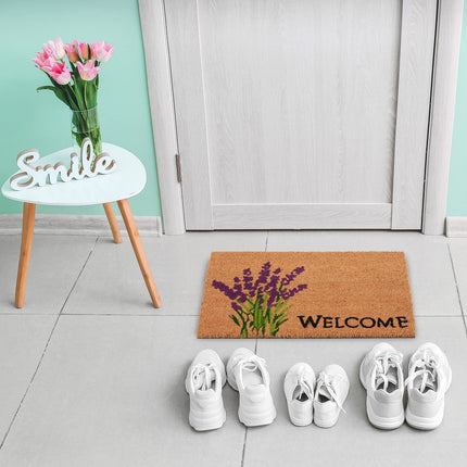 Paillasson Welcome &amp; Lavender en noix de coco