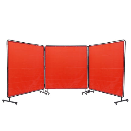 Welding Screen With Frame, 3-Panel 6x6 ft, Flame-Resistant